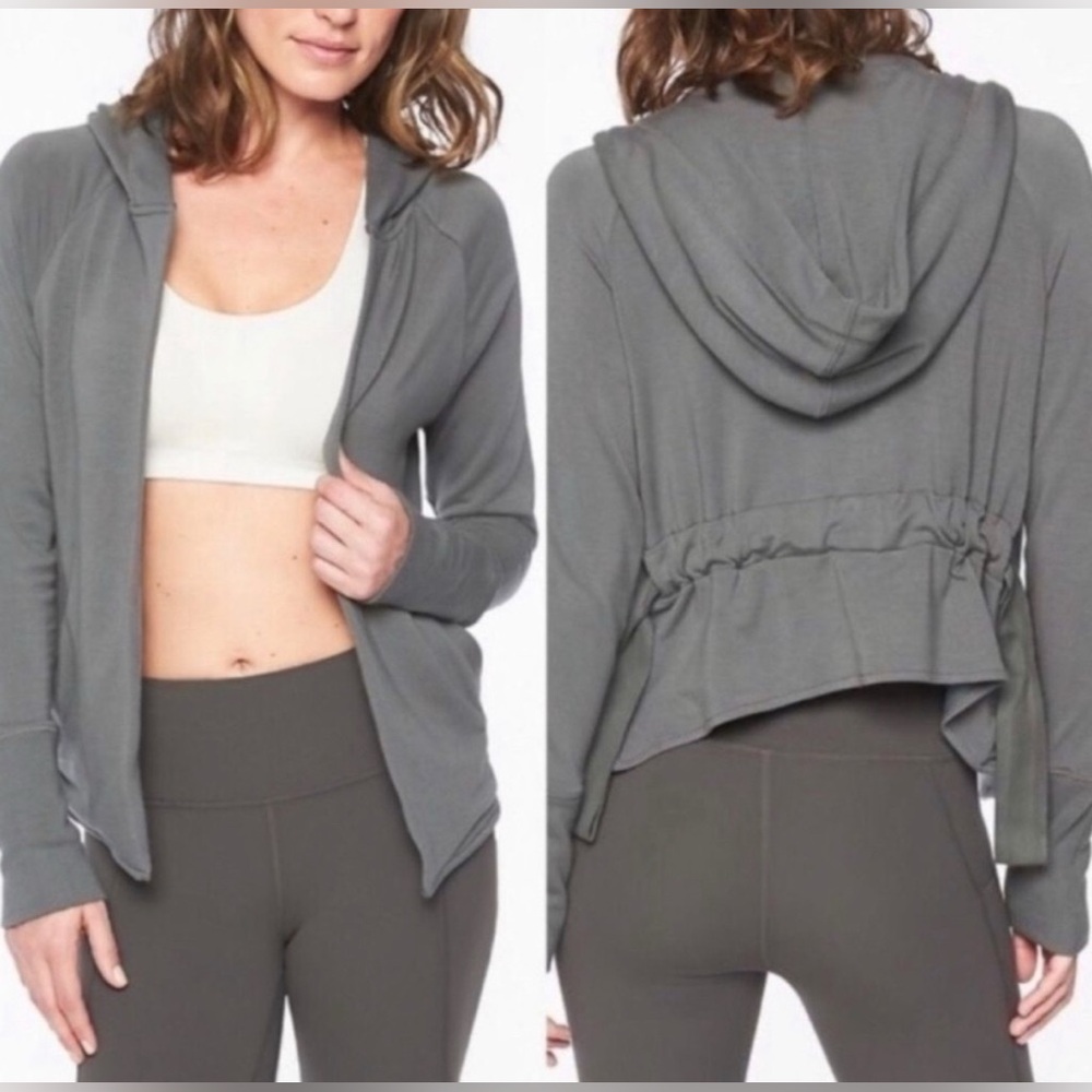 Athleta Clarity Cinch Cardigan Sweatshirt- Size S - Black